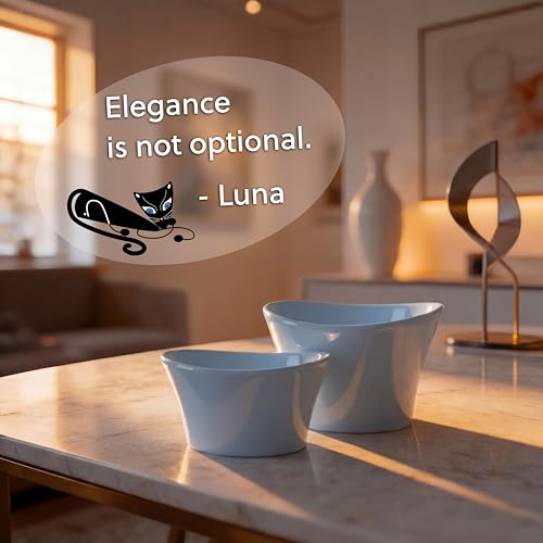 Elevated Cat Bowls for Water – Whisker & Neck Fatigue Shallow Cat Dishes – Raised Bowl for Indoor Cats – Vet-Recommended Height, Modern Pedestal Design – Non-Slip & Dishwasher-Safe – 8 oz Powder Blue - color: Powder Blue
