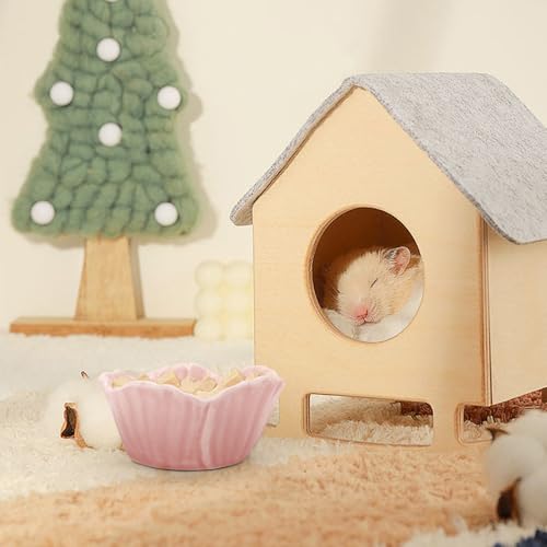 Small Ceramic Pet Hamster Bowl, Easy to Clean Anti Flipping Hamsters Food and Water Bowl, Small Animal Bowls for Dwarf Hamster, Parrots (Pink, s) - color: Pink, size: s,1pc
