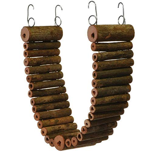 Flex Bridge (Large) - Bendable Natural Wooden Suspension Bridge Cage Accessory Climbing Toy - Sugar Gliders, Rats, Chinchillas, Ferrets, Parrots, Birds, Hamsters, Hedgehogs, Guinea Pigs, Monkeys - size: Large