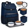 BAGLHER丨Dog Travel Bag, Airline Approved Pet Supplies Backpack, Dog Travel Backpack with 2 Silicone Collapsible Bowls and 2 Food Baskets - color: Dark Blue-A