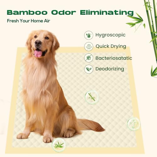 Bamboo Puppy Pads X-Large 28"x34" 60 Count with Adhesive Tabs - size: 28x34 inches (60 Count)