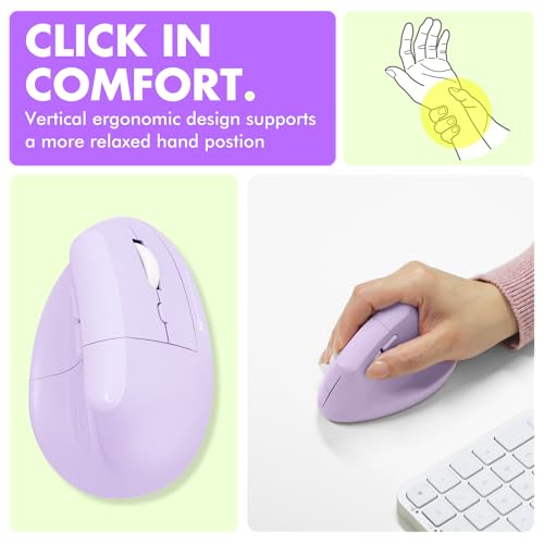 X9 Performance Wireless Vertical Ergonomic Mouse - (BT + 2.4Ghz) - Click in Comfort - Up to 4000 DPI, 6 Button, Rechargeable - Bluetooth Ergonomic Vertical Mouse Wireless - for Mac and PC - Purple - color: Purple