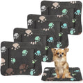 4 Pack Ultra Soft Dog Cat Bed Mat Small Animal Guinea Pig Bed with Cute Print Reversible Fleece Dog Crate Kennel Pad Cozy Washable Thickened Hamster Pet Beds Mat(23 x 18 Inches,Black) - color: Black, size: 23 x 18 Inches