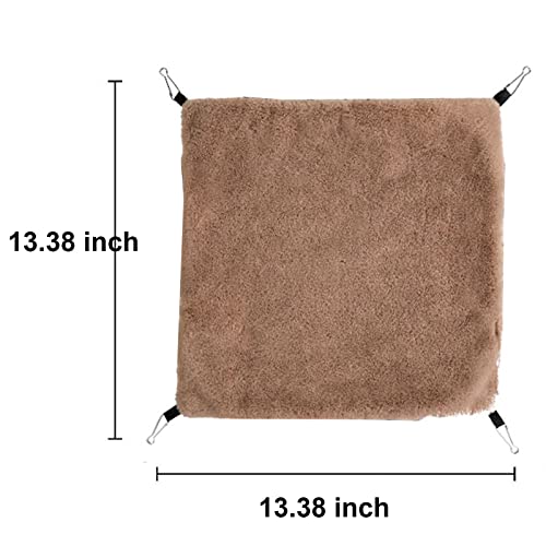 Petmolico Ferret HammockTriple-Layer Hammock Bed Hamster Cage Accessories, Guinea Pig Hammock, Chinchilla Hammock, Warm Hamster Nest, Hammocks for Rats(13.8 * 13.8Inches, Brown Feather)