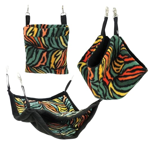 Exotic Nutrition Rainbow Zebra Pouch Set - Hammocks and Bedding for Sugar Gliders, Rats, Ferrets, Chinchillas, Squirrels, Marmosets, Hamsters, Gerbils & Small Animals