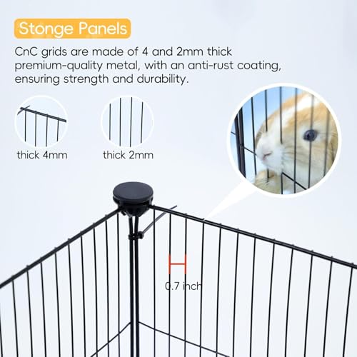 CHEGRON Portable Guinea Pig Cages with Liner & C&C Grids Rabbit Cages Small Animal Cage PVC Bottom Small Animal Playpen for Rabbit Bunny Hedgehog Chinchilla 12PCS Metal Grids 48"x24"x12" - color: Cages with Grey Liner