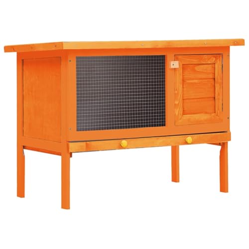 vidaXL Outdoor Rabbit Hutch Small Animal House Pet Cage 1 Layer Wood | Made from solid pine wood and plywood, Easy to clean thanks to a removable bottom tray,