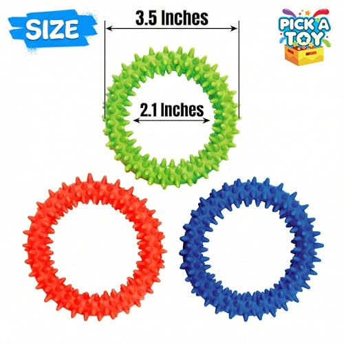 Hedgehog Rings Spiky Sensory Bracelet for Kids & Adults, 3 Pack - style: Fidget Rings Blue Neon Green Orange