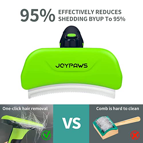 Pet Grooming Brush for Dogs and Cats, Self-Cleaning Undercoat Deshedding Tool, Effectively Reduces Shedding by Up to 95%, Long or Short Hair Remover for Grooming, Green, Hair Brush | Effectively,Reduces Shedding by Up to 95%,Curved Blade,Self-Cleaning,Lon