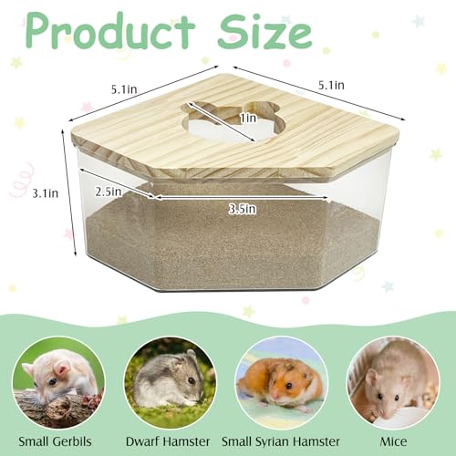 kathson Hamster Sand Bath Box Transparent Acrylic Small Animals Shower Bathtub Syrian Hamster Digging Sand Container Cage Accessories for Lemmings Gerbil Mice (Small Pentagon) - size: Small - Pentagon