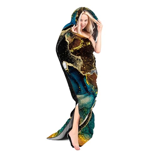 Sleeping Bags for Adults and Kids Backpacking Camping Sleeping Bags for Girls and Boys Lightweight Waterproof Cold/Warm 3-Season - color: Black Gold Marble