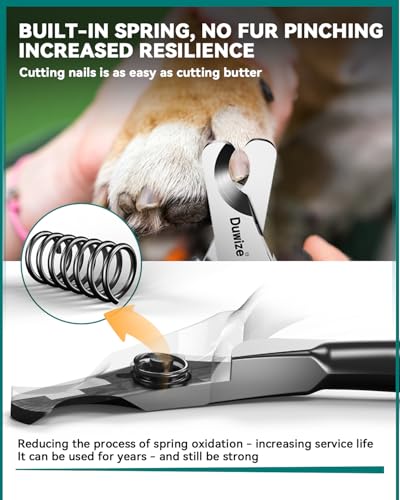 Dog Nail Clippers - All-Steel Material, Large Opening, New Non-Slip Rubberized Handle, Built-in Spring, No Fur Pinch, Professional Pet Nail Trimmers for Small to Medium Dogs and Cats (Black) - style: black