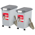 IRIS USA Dog Food Storage Container, 2-Pack, Up to 30 lbs, Gray/Dark Gray | Made in the USA, Comes w/ Wheels & 2-Cup Scoop, Airtight Seal, BPA-Free, Bird Seed, Cat food, Cat Litter, Multi-Pet Household - color: Dark Gray, size: 30 lbs - 2 Pack