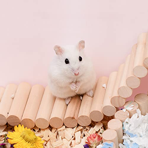 Rat Ladder Bridge, Wooden Hamster Climbing Ladder Toy, Small Animals Cage Accessories for Bird Parrot Hamster Mouse Rat Sugar Glider Hermit Crab Sugar Glider Chinchilla(23.62x3.14 Inches) - color: Pine Wood