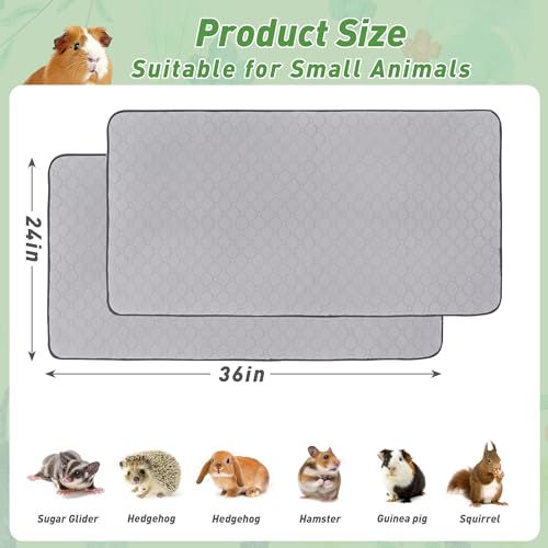 2Pack Guinea Pig Cage Liners, 24''X36'' Washable Guinea Pig Pee Pads, Non Slip Reusable Super Absorbent Guinea Pig Training Mat Bedding Fleece for Small Animals Hamster Rabbit Chinchilla Rat - size: C&C 2x3(24" x 36") 2Pack