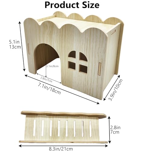Hamster Hideout Wood Hamster House Rat Hide with Ladder for Syrian Hamsters | Detachable,Box Packaging,for Syrian Hamsters Dwarf Gerbil Mouse,Hamster Stuff Hamster Enrichment,Hamster Cage Accessories