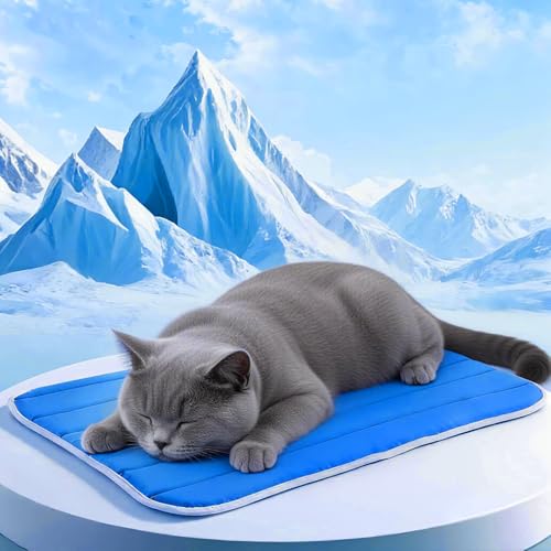 Dog Cooling Mat, Cold Memory Sponge Cooling Mat for Dog, Foldable Crate Pet Bed & Non-Slip, (Q-Max > 0.45) Long-Lasting Cool & Keep Your Pet Cool (Medium - 27.5x19.6 Inch) - size: Medium - 27.5 x 19.6 Inch