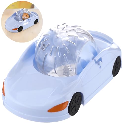Hamster Exercise Ball Sports Car, Hamster Car with Detachable Transparent Ball, 3 Modes Funny Exercise Wheel, Small Exercise Ball for Dwarf Small Pet (Blue)