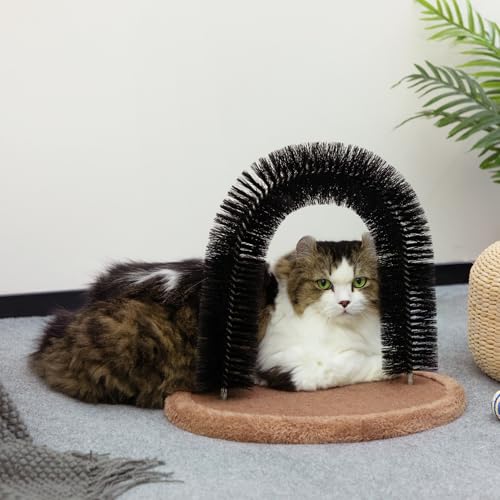 Hollypet Self Grooming Massager and Scratcher Toy - Cat Arch Brush for Back Grooming, Hair Cleaner Pads | Cat Self Grooming Massager and Scratcher Toy Cat Arch Brush for Back Grooming, Hair Cleaner Pads - color: Tan
