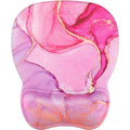 MROCO Ergonomic Mouse Pad with Gel Wrist Rest, 9.4 x 8.1 in, Pink Marble | Ergonomic Shape Design, Multiple Pattern Options, Gel Wrist Comfort, Smooth Lycra Surface, Non-Slip PU Base - color: Pink Marble