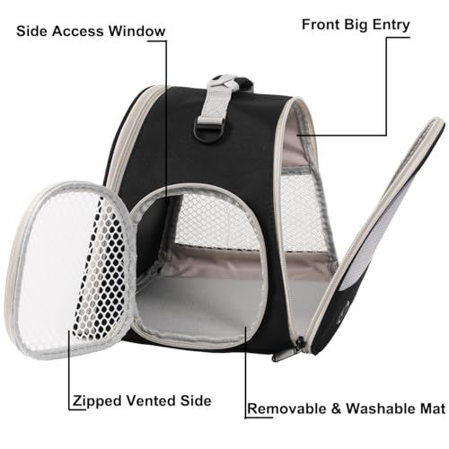 Breathable Guinea Pig Carrier Backpack with Nylon Mesh Window Portable Carrier for Guinea Pig, Bunny Bearded Dragon Bird Chinchilla Ferret Travel Outdoor - color: Black