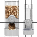 Hanging Cage Auto Small Pet Feeder Waterer Set for Puppy Cats, Grey | 1.2L Self-Feeding Feeder, 0.52L Waterer Set, Non-Spill Auto Gravity Kennel Feeding Station For Puppy Cats Rabbit Ferret - color: Grey