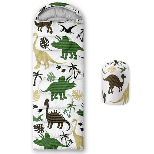 QOOMO Camping Sleeping Bags,3 Season Warm & Cool Weather,Lightweight,Waterproof Sleeping Bags for Adults & Kids,Traveling,and Outdoors,Camping Gear Equipment - color: Dinosaur 25