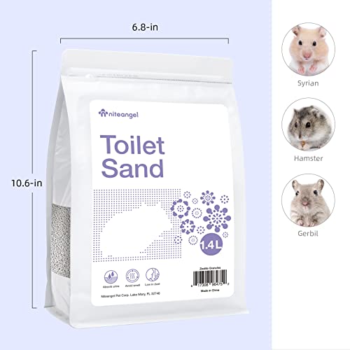 Niteangel Training Litter Potty Sand: 1.4 L x 2 Absorb Odor & No Dust | Clumps Easily & Encourages Digging - Hamster Sand Bath for Syrian Dwarf Hamsters Gerbils Mice Lemming or Other Small Pets - size: 1.4 L x 2 - Purple Label