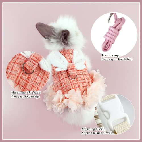 Bunny Harness and Leash,Adjustable Soft Guinea Pig Clothes Pet Rabbit Ferret Harness Costumes for Small Animals Dress - color: Orange, size: Small