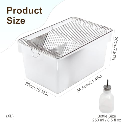 Large Lab Mouse Cage, Laboratory Rat Rodent Breeding Cage, Small Animal Cage, Mouse Breeding & Weaning Cage (XL) - size: 21.5"L x 15.4"W x 7.9"H