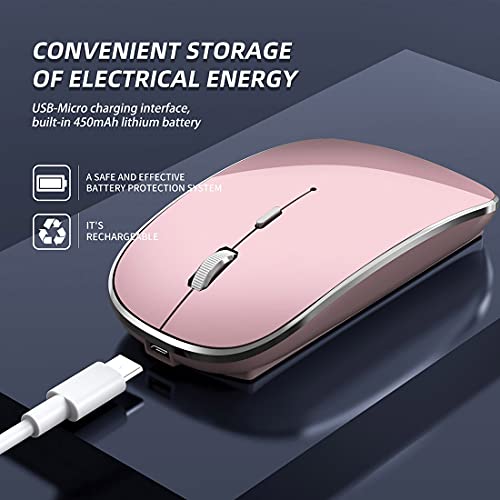 Halpilt Wireless Mouse Chargeable Portable Silent USB and Type-C Dual Mode Wireless Mouse 3 Adjustable DPI for Laptop, Mac, Android, PC (Q23S Rose Gold) - color: Rose gold