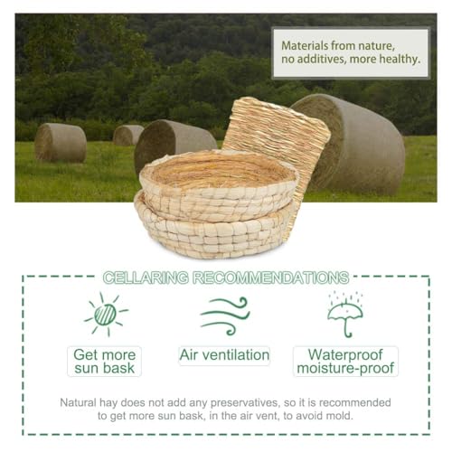 Bunny Grass Bed Guinea Pig Straw House Nest Hay Mats Grass Basket Hatch Chew Toy for Dwarf Rabbit Chinchillas Hamster Fancy Rat Pigeon Parrot 3 Pcs