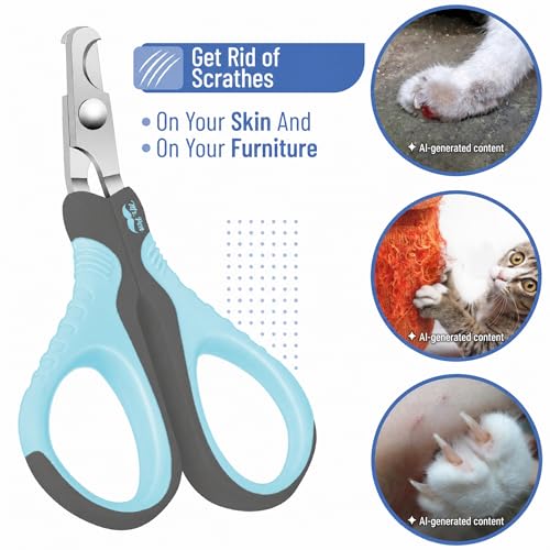 Mr. Pen- Cat Nail Clipper, Stainless Steel | Professional Sharp Cat Claw Trimmer for Small and Medium Cats, Pet Nail Clipper with Sturdy Non Slip Handle - color: Sky Blue & Dark Gray