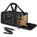 Small Pet Carrier 17" L x 11" W x 9.5" H Airline Approved, Black | for Alaska Airlines, Lockable Safety Zippers and Anti-Scratch Mesh, Pets Under 10 lbs - color: Black, size: 17.0"L x 11.0"W x 9.5"H