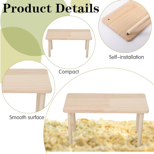 Wooden Hamster Platform, Natural Wooden Hamster Play Platform Waterproof Standing Surface 5.5'' Height Small Animal Resting Area Cage Accessory for Hamsters Squirrel Other Small Pets