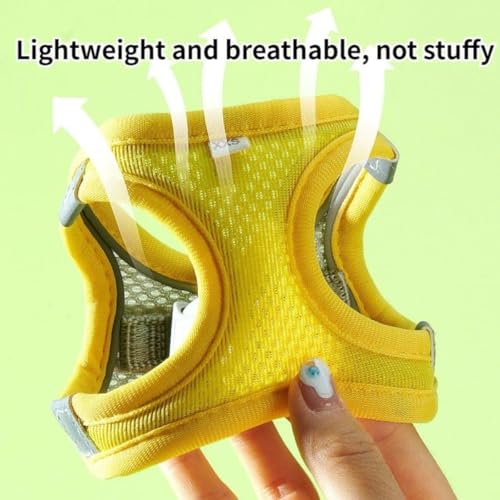 Pet Harness,Rabbit Harness and Leash Set, Breathable Pet Vest, Reflective Strips Jacket for Small Kitten, Puppy, Rabbit (Yellow,M) - color: Yellow, size: M