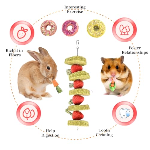 31 Pcs Small Pet Chew Toys for Dental Health - Natural Apple Wood, Timothy Grass Sticks & Sweet Bamboo, Teeth Grinding Toys for Rabbits, Guinea Pigs, Hamsters, Chinchillas Cage Accessories
