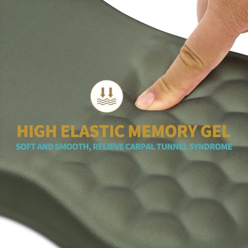 Hokafenle Ergonomic Mouse Pad Wrist Support with Massage Design, Wrist Rest Pain Relief Mousepad with Memory Foam&Non-Slip PU Base, Mouse Pads for Wireless Mouse & Desk (12x8 inch,Olive Green) - color: HK021-Olive Green
