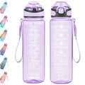Enerbone 32 oz Water Bottle with Times to Drink and Straw, Motivational Drinking Water Bottles with Carrying Strap, Leakproof BPA & Toxic Free, Ensure You Drink Enough Water for Fitness Gym Outdoor - color: Amethyst