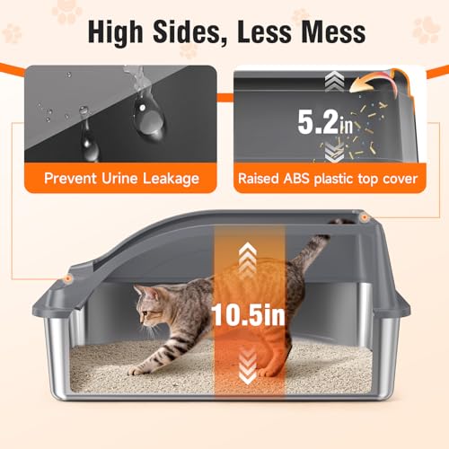 L2 Stainless Steel Litter Box (Dark Grey XL) - color: Dark Grey XL