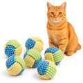 No Catnip Cat Toy Balls, 6 Pack Crinkle Chew Toys for Indoor Cats (Lime) - color: Lime