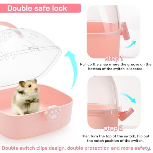 Hamster Carrier Cage with Handle, Small Animal Outgoing Cage | Portable Gerbils Carrier Cage with Water Bottle, Hamster Travel Carry Case for Small Pets, Chinchillas, Dwarf Hamster