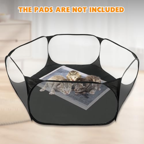 Rypet Guinea Pig Playpen Pop-Up, Outdoor Yard Fence for Small Pets,Black | Breathable 360° Mesh View, Pops Open Fast, 47 x 15 in Play Space, Folds Flat for Travel, Rabbits Hamsters Hedgehogs - color: Black, style: Open Top Playpen