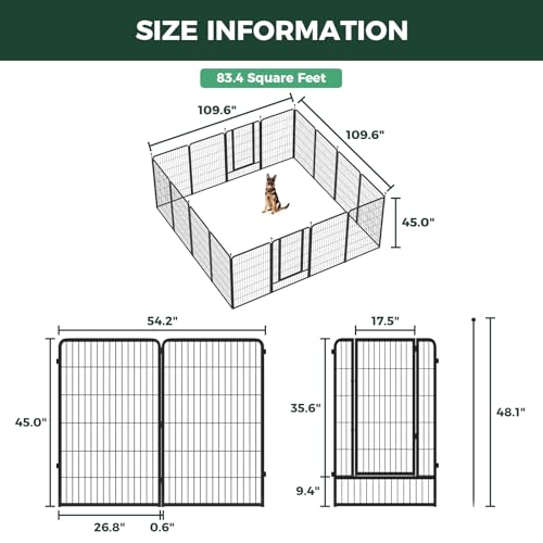 FXW Instant Dog Playpen, RV Camping, Outdoor & Yard, 45" H, 16 Panels | Portable, Easy setup, Heavy-duty, DIY layouts, For Large Dogs, Patented - size: 45"H