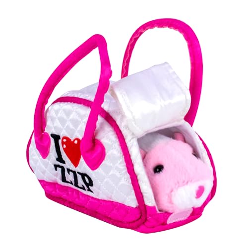 ZhuZhu City Hamster & Quilted Carrier – Jilly the Pink & White Interactive Hamster with 40+ Sounds & Movements – Take Your ZhuZhu Adventures Anywhere!