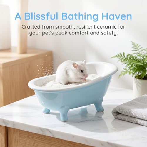 Abaodam Hamster Bathtub Ceramic Mini Bath Tub Small Pet Supplies Sand Bath Container for Hamster Chinchilla Cage Habitat Decor Smooth Surface Easy Clean 6.14 X 3.34 X 2.75 in