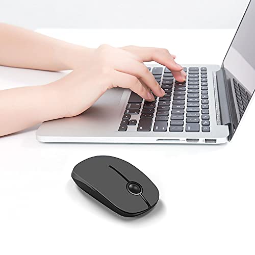 VssoPlor Wireless Mouse, 2.4G Slim Computer Laptop Mouse, Black and Gray | Portable Mouse, Plug & Play USB Nano Receiver, Quiet Silent Optical Mice for Notebook, PC, Laptop, Computer, Windows, Mac - color: Black and Gray