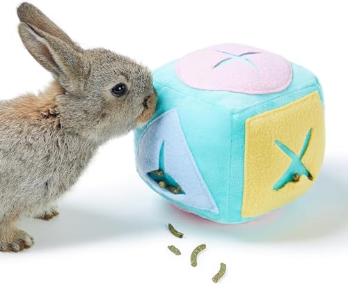 Rabbit Foraging Toy with Bell, Washable Puzzle Feed Game Rabbit Toy | for Bunnies Boredom, Snuffle Ball Treat Dispenser Exercise Bunny Enrichment Toys, Bunny Toys for Indoor Bunnies(Random Color) - size: 1pc
