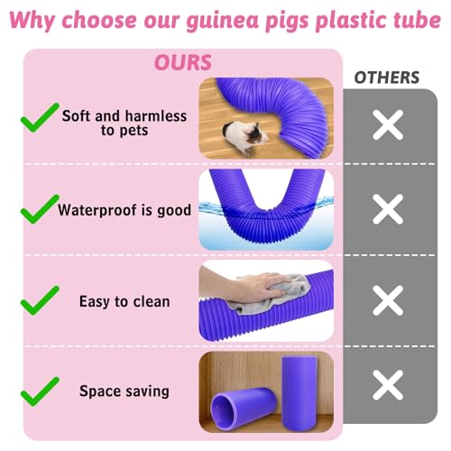 Hamiledyi 2 Pack Hamster Fun Tunnels, Guinea Pigs Plastic Tube, Hamsters Foldable Exercising Training Hideout Tunnel & 2 Pack Grass Balls, Small Animals Toys for Chinchillas Gerbils Ferrets(Purple) - color: Purple