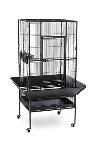 Prevue Pet Products Park Plaza Bird Cage with Perches - L, Black Hammertone | Large Steel Cage with Rolling Stand and Perches, Ideal for Cockatiels and Medium Birds - color: Black Hammertone